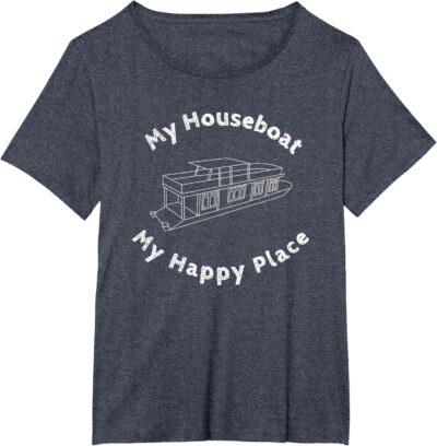 Houseboat T-shirt My House Boat Happy Place Lake Life Tshirt