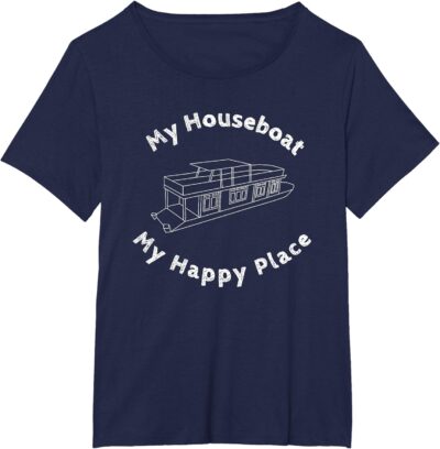 Houseboat T-shirt My House Boat Happy Place Lake Life Tshirt