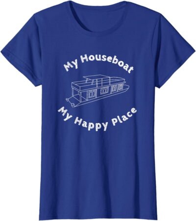 Houseboat T-shirt My House Boat Happy Place Lake Life Tshirt