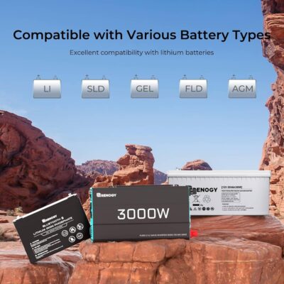 Renogy 3000W Pure Sine Wave Inverter 12V DC to 120V AC Converter for Home, RV, Truck, Off-Grid Solar Power Inverter with Built-in 5V/2.1A USB, AC Hardwire Port, Remote Controller - Image 3