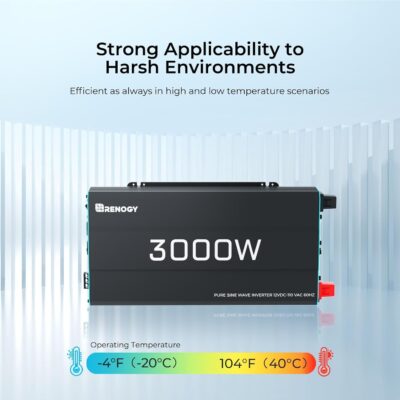 Renogy 3000W Pure Sine Wave Inverter 12V DC to 120V AC Converter for Home, RV, Truck, Off-Grid Solar Power Inverter with Built-in 5V/2.1A USB, AC Hardwire Port, Remote Controller - Image 7