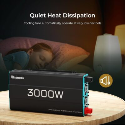 Renogy 3000W Pure Sine Wave Inverter 12V DC to 120V AC Converter for Home, RV, Truck, Off-Grid Solar Power Inverter with Built-in 5V/2.1A USB, AC Hardwire Port, Remote Controller - Image 8