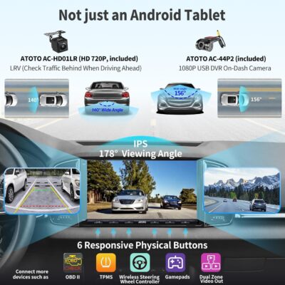 ATOTO A6PF 7inch Android Double-DIN Car Stereo Compatible with Wireless Apple CarPlay & Wireless Android Auto, GPS Tracking, WiFi/BT/USB Tethering Internet, 2G+32G, with Dash & Rear Cam, A6G2A7PF-S02