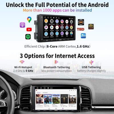 ATOTO A6PF 7inch Android Double-DIN Car Stereo Compatible with Wireless Apple CarPlay & Wireless Android Auto, GPS Tracking, WiFi/BT/USB Tethering Internet, 2G+32G, with Dash & Rear Cam, A6G2A7PF-S02