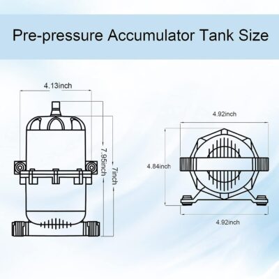 Pre-Pressurized Accumulator Tank, RV Accumulator Tank 0.75L Max 125PSI, 1/2 MNPT Port Fitting, Flow Control Inner Bladder, Reduced Pump Cycling, Suitable for RV, Boat, Travel Trailer, Caravan.