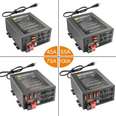 RV Converter | Multiple Capacities | Power Converter with Built-in 4 Stage Smart Battery Charger | RV Battery Charger 55 Amp 12V Power Supply Battery Charger