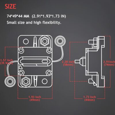 Hamolar 3 Pack 30 Amp Auto Car Stereo Audio Circuit Breaker Fuse 12-48VDC Manual Reset Button Switch Fuses, with Wire Lugs Copper Washer