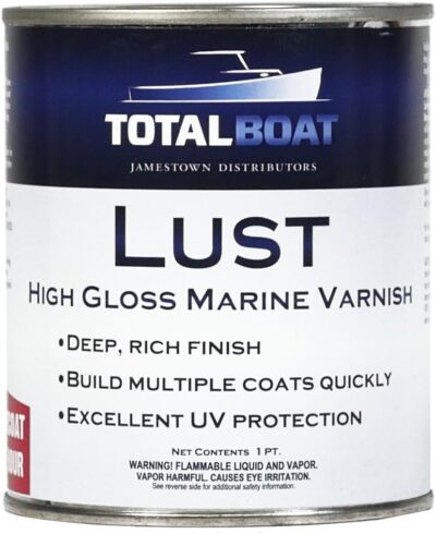 TotalBoat-482869 Lust Marine Varnish, High Gloss and Matte Finish for Wood, Boats, Outdoor Furniture (High Gloss, Quart)