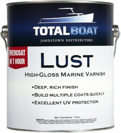 TotalBoat-482869 Lust Marine Varnish, High Gloss and Matte Finish for Wood, Boats, Outdoor Furniture (High Gloss, Quart)