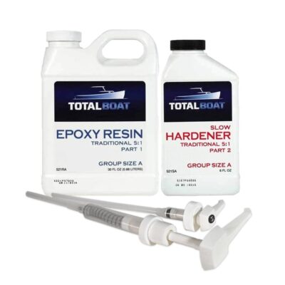 TotalBoat 5:1 Epoxy Resin Kit (Gallon, Slow Hardener), Marine Grade Epoxy for Fiberglass and Wood Boat Building and Repair