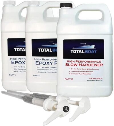 TotalBoat-510825 High Performance Epoxy Kit  (Gallon, Medium), Crystal Clear Marine Grade Resin and Hardener for Woodworking, Fiberglass and Wood Boat Building and Repair