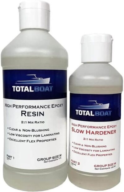 TotalBoat-510825 High Performance Epoxy Kit  (Gallon, Medium), Crystal Clear Marine Grade Resin and Hardener for Woodworking, Fiberglass and Wood Boat Building and Repair