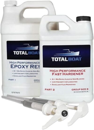 TotalBoat-510825 High Performance Epoxy Kit  (Gallon, Medium), Crystal Clear Marine Grade Resin and Hardener for Woodworking, Fiberglass and Wood Boat Building and Repair