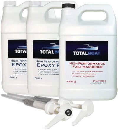 TotalBoat High Performance Epoxy Kit (Gallon, Fast), Crystal Clear Marine Grade Resin and Hardener for Woodworking, Fiberglass and Wood Boat Building and Repair