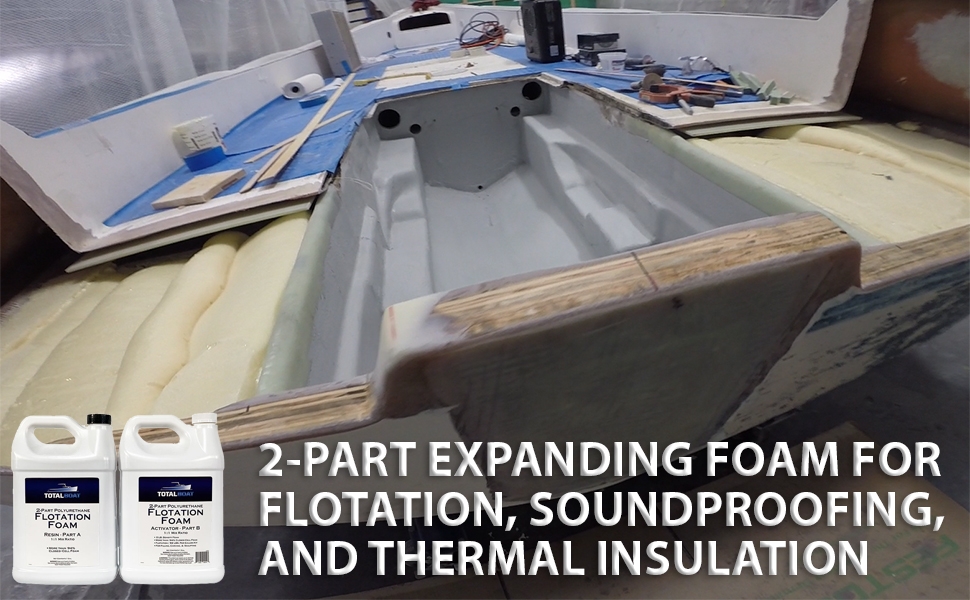 TotalBoat 2 LB Density Flotation Foam poured into a boat for flotation.