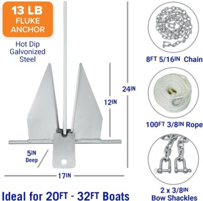 Heavy Boat Anchor Kit Fluke Anchor with Anchor Chain