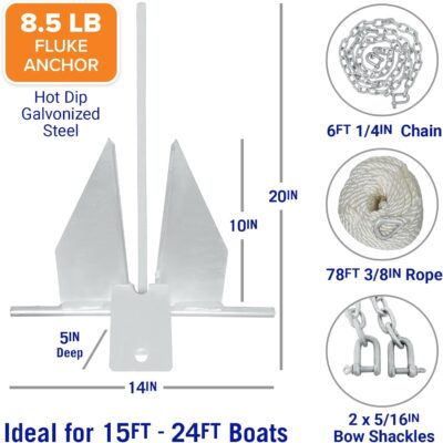 Heavy Boat Anchor Kit Fluke Anchor with Anchor Chain