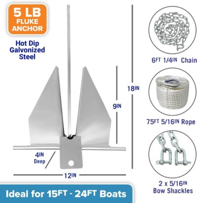 Heavy Boat Anchor Kit Fluke Anchor with Anchor Chain