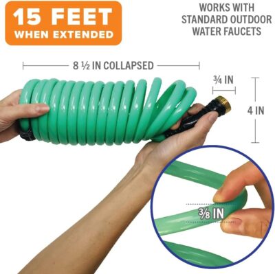 15FT Coiled Boat Hose | Coil Hose Water Hoses Expandable