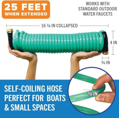 15FT Coiled Boat Hose | Coil Hose Water Hoses Expandable