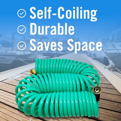 15FT Coiled Boat Hose | Coil Hose Water Hoses Expandable