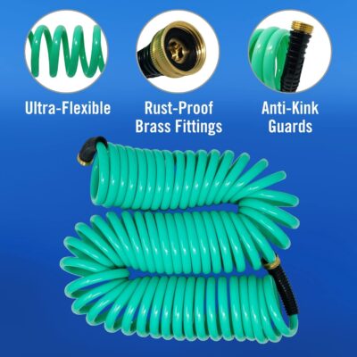 15FT Coiled Boat Hose | Coil Hose Water Hoses Expandable