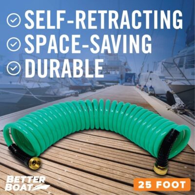 25FT Coiled Boat Hose | Coil Hose Water Hoses Expandable