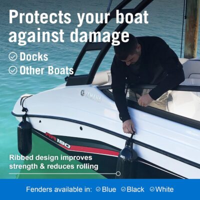 2 Pack Boat Fenders  23" x 6.5" Black, Blue or White