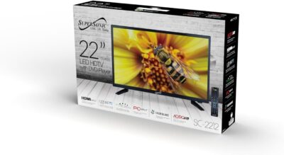 Supersonic SC-1912 19-Inch LED HDTV with 1080p Picture Quality, Built-in DVD Player, HDMI, USB, PC Monitor Capability, and AC/DC Compatibility - Ideal for RVs & Kitchens