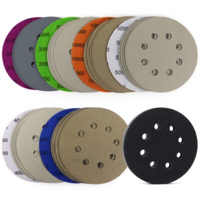 POLIWELL 120pcs 5 Inch Sanding Discs Hook  Loop 8 Holes