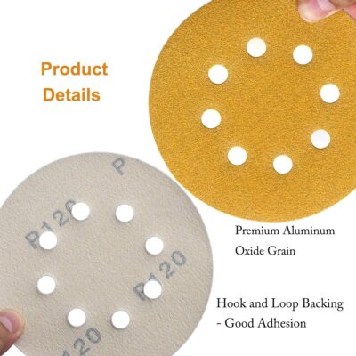 100-Pack 5-Inch 8-Hole Hook and Loop Sanding Discs 320-Grit