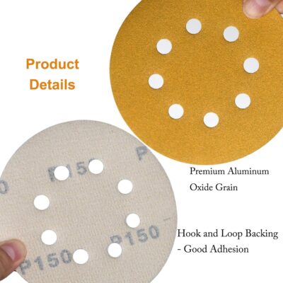 100-Pack 5-Inch 8-Hole Hook and Loop Sanding Discs 320-Grit