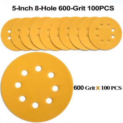 100-Pack 5-Inch 8-Hole Hook and Loop Sanding Discs 320-Grit