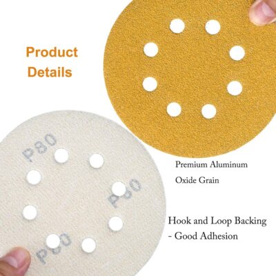 100-Pack 5-Inch 8-Hole Hook and Loop Sanding Discs 320-Grit