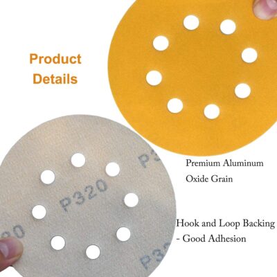 100-Pack 5-Inch 8-Hole Hook and Loop Sanding Discs 320-Grit