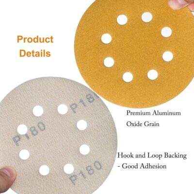 100-Pack 5-Inch 8-Hole Hook and Loop Sanding Discs 320-Grit