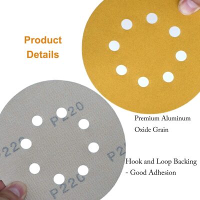 100-Pack 5-Inch 8-Hole Hook and Loop Sanding Discs 320-Grit