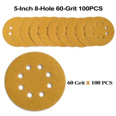 100-Pack 5-Inch 8-Hole Hook and Loop Sanding Discs 320-Grit