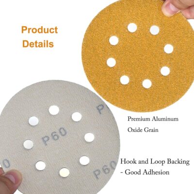 100-Pack 5-Inch 8-Hole Hook and Loop Sanding Discs 320-Grit