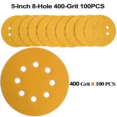 100-Pack 5-Inch 8-Hole Hook and Loop Sanding Discs 320-Grit