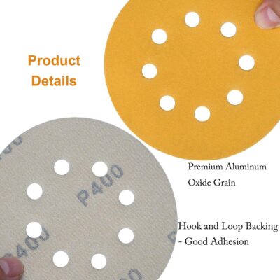 100-Pack 5-Inch 8-Hole Hook and Loop Sanding Discs 320-Grit