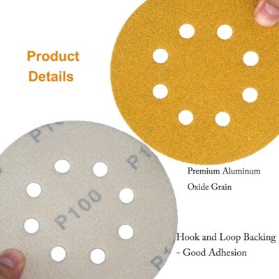 100-Pack 5-Inch 8-Hole Hook and Loop Sanding Discs 320-Grit