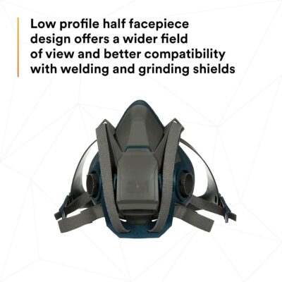 3M Rugged Comfort Quick Latch Half Facepiece Reusable Respirator 6503QL, NIOSH, Cool Flow Exhalation Valve, Bayonet Connection, Silicone Face Seal, for Gases, Vapors, Dust, Maintenance, Construction,L