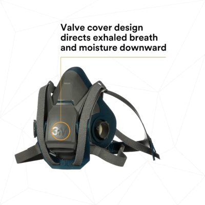 3M Rugged Comfort Quick Latch Half Facepiece Reusable Respirator 6503QL, NIOSH, Cool Flow Exhalation Valve, Bayonet Connection, Silicone Face Seal, for Gases, Vapors, Dust, Maintenance, Construction,L