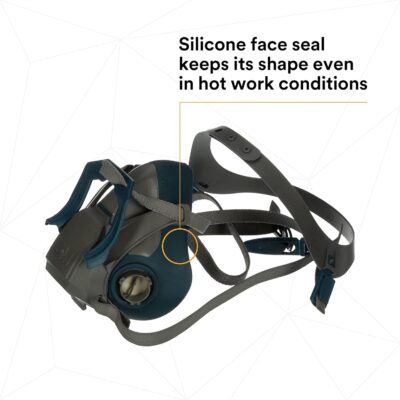 3M Rugged Comfort Quick Latch Half Facepiece Reusable Respirator 6503QL, NIOSH, Cool Flow Exhalation Valve, Bayonet Connection, Silicone Face Seal, for Gases, Vapors, Dust, Maintenance, Construction,L