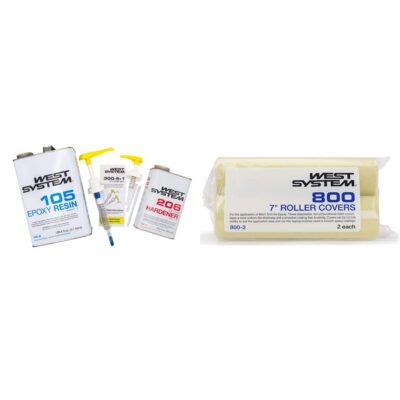 West System 105-B Epoxy Resin Bundle with 206-B Slow Epoxy Hardener and 300 Mini Pumps Epoxy Metering Pump Set, Pale Yellow