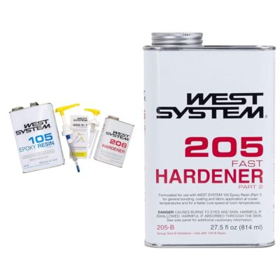 West System 105-B Epoxy Resin Bundle with 206-B Slow Epoxy Hardener and 300 Mini Pumps Epoxy Metering Pump Set, Pale Yellow