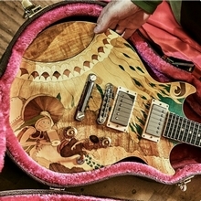 James Macdonald built the Eat a Peach Tribute Guitar using marquetry skills and WEST SYSTEM Epoxy.