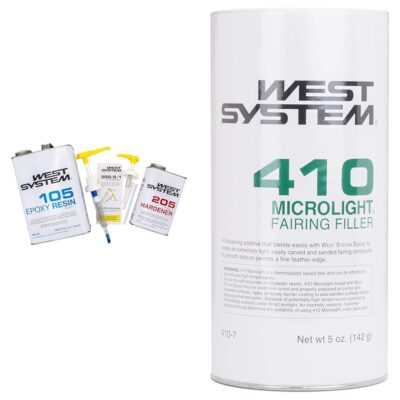 WEST SYSTEM 105B Epoxy Resin (126.6 fl oz) Bundle with 205B Fast Epoxy Hardener (27.5 fl oz) and 300 Mini Pumps Epoxy Metering 3-Pack Pump Set (3 Items)