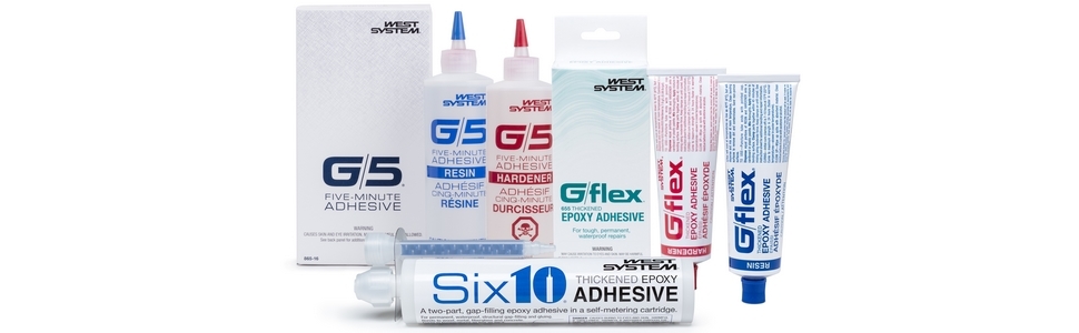 WEST SYSTEM Specialty Epoxies: G/5 Five-Minute Adhesive, G/flex Toughened Epoxies, and Six10 Epoxy